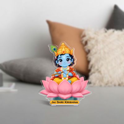 Jai Shri Krishna Bobblehead Solar Powered Moving Head Feature for Car Dashboard Religious Decor Spiritual Car Decor Items
